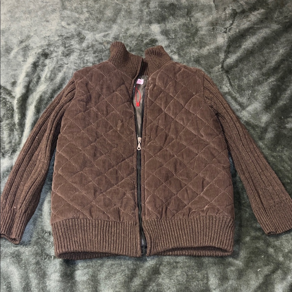 Brown Quilted Zip-Up Jacket